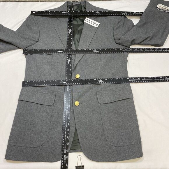 David Taylor Blazer Men's 38R Gray 2 Button Front Gold Button Preppy Sport Coat - Picture 11 of 11